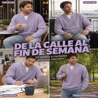 🏆👕Mejor Valorado - Camiseta Manga Larga Gofrada Hombre