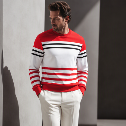 Sudadera de manga larga para hombre con rayas y bloques de color