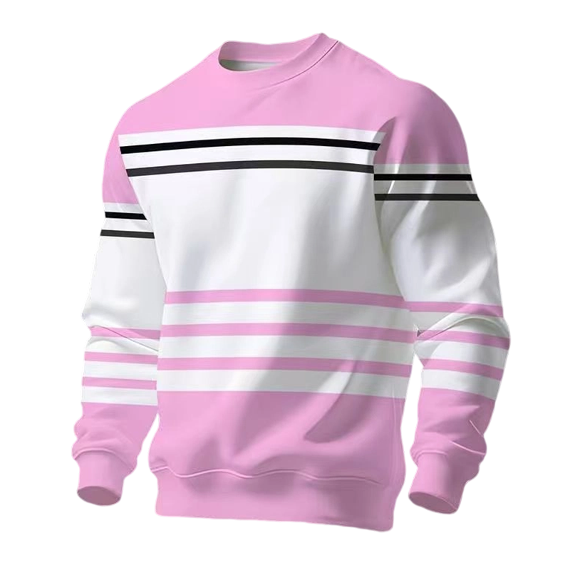 Sudadera de manga larga para hombre con rayas y bloques de color