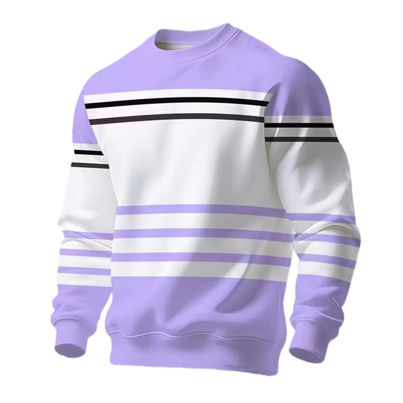 Sudadera de manga larga para hombre con rayas y bloques de color