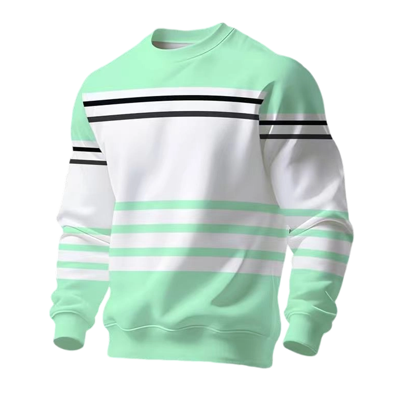 Sudadera de manga larga para hombre con rayas y bloques de color
