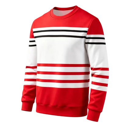 Sudadera de manga larga para hombre con rayas y bloques de color