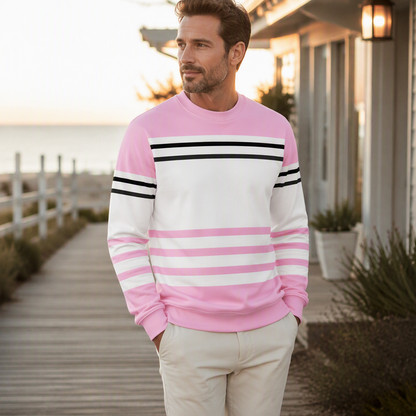 Sudadera de manga larga para hombre con rayas y bloques de color