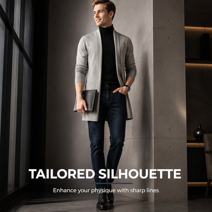 Cárdigan de punto largo informal para hombre con bolsillos para primavera y otoño