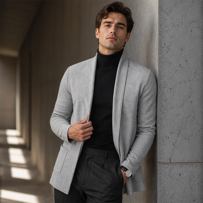 Cárdigan de punto largo informal para hombre con bolsillos para primavera y otoño