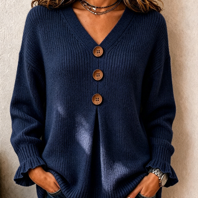 👚✨Jersey de punto de cuello en V para mujer