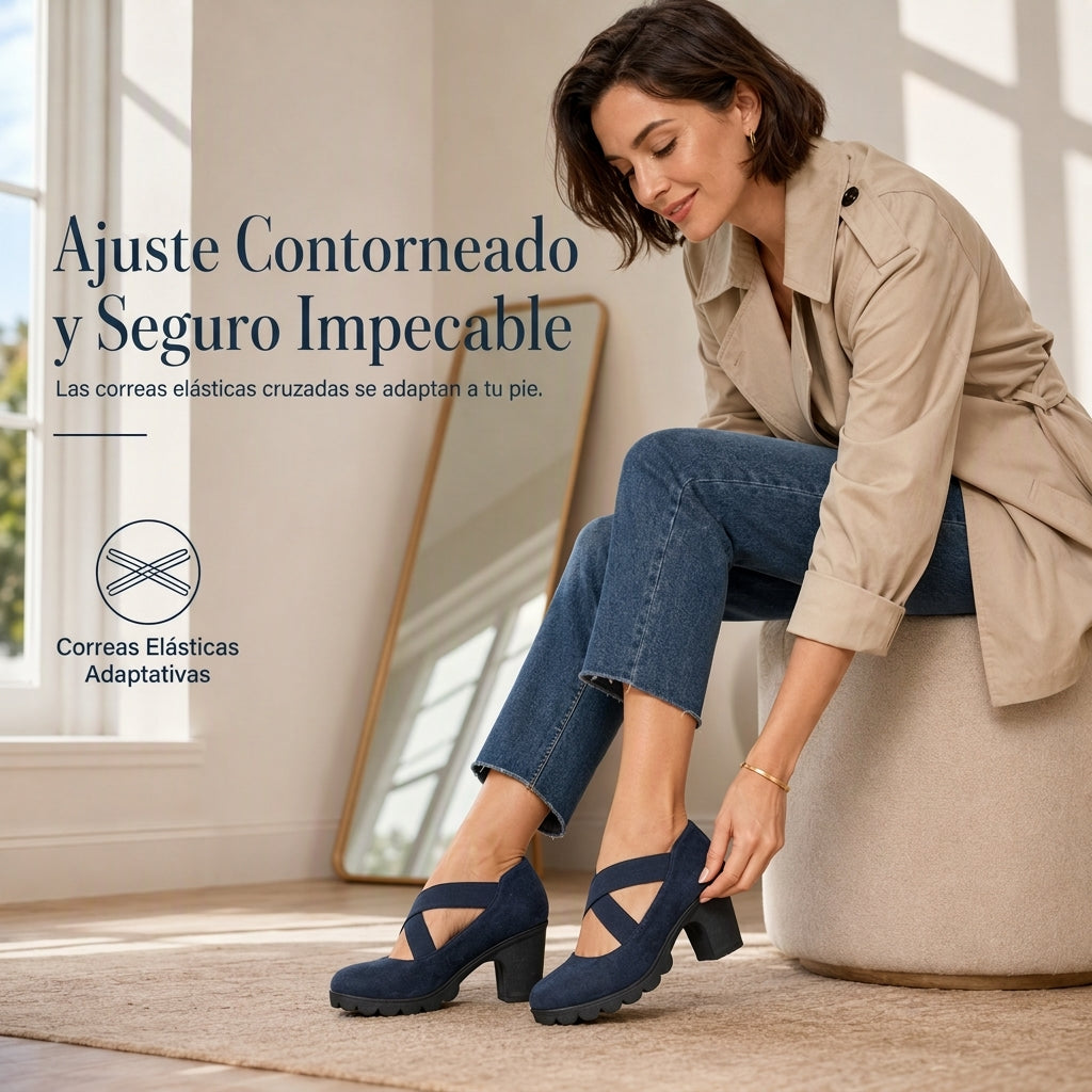 🏷️MITAD DE PRECIO🏷️ Zapatos Mary Jane para mujer con puntera redonda, tira cruzada, tacón grueso, plataforma y tacones altos con recortes
