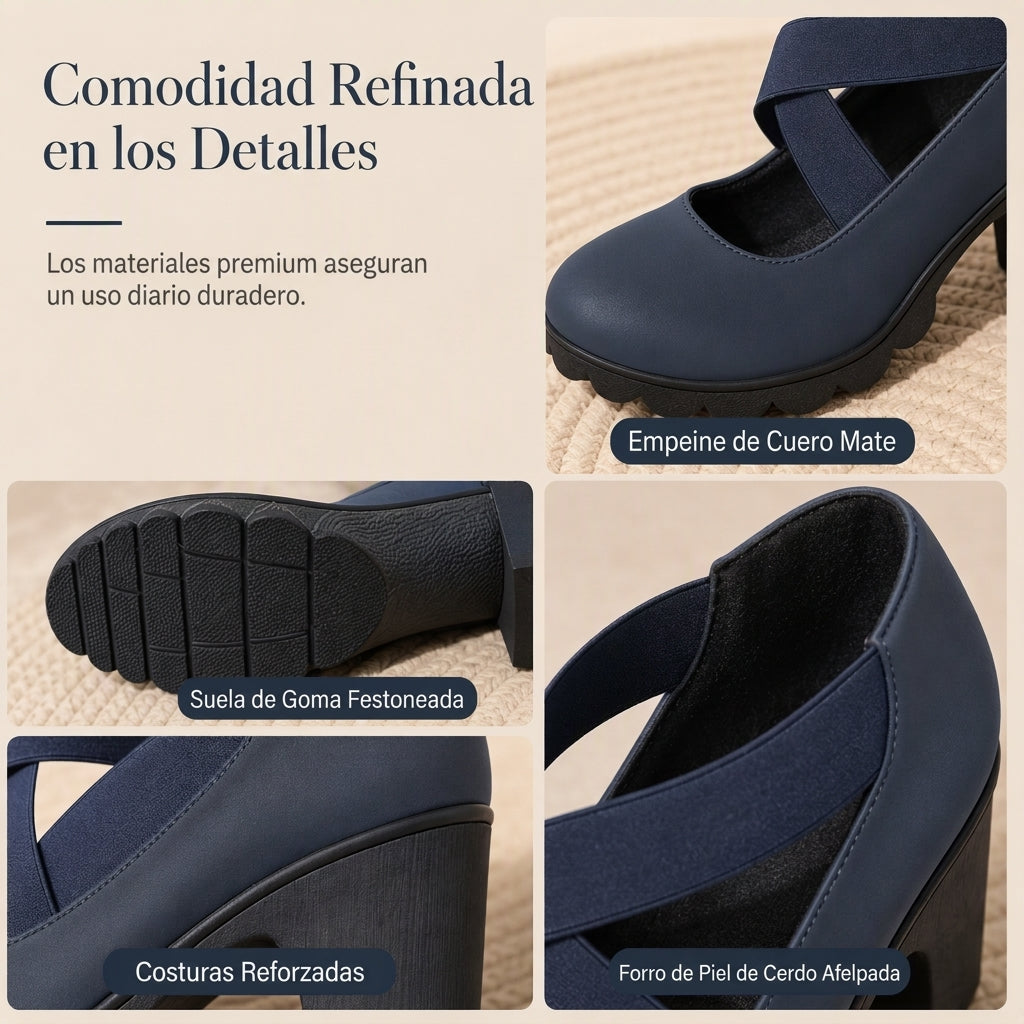 🏷️MITAD DE PRECIO🏷️ Zapatos Mary Jane para mujer con puntera redonda, tira cruzada, tacón grueso, plataforma y tacones altos con recortes