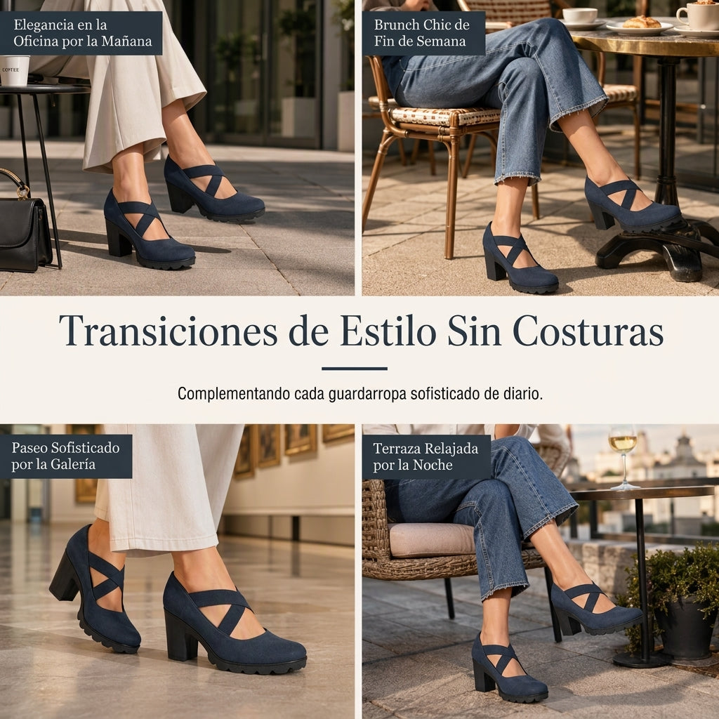 🏷️MITAD DE PRECIO🏷️ Zapatos Mary Jane para mujer con puntera redonda, tira cruzada, tacón grueso, plataforma y tacones altos con recortes