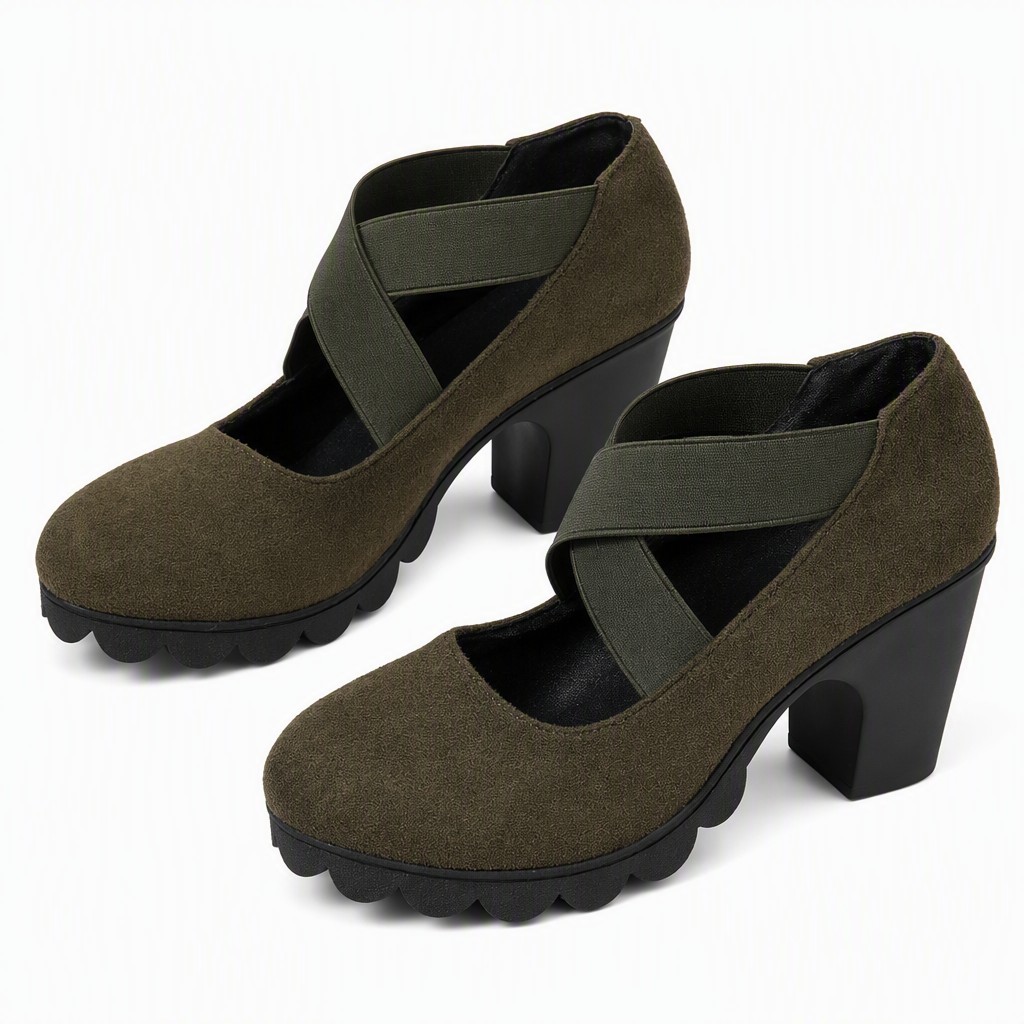 🏷️MITAD DE PRECIO🏷️ Zapatos Mary Jane para mujer con puntera redonda, tira cruzada, tacón grueso, plataforma y tacones altos con recortes