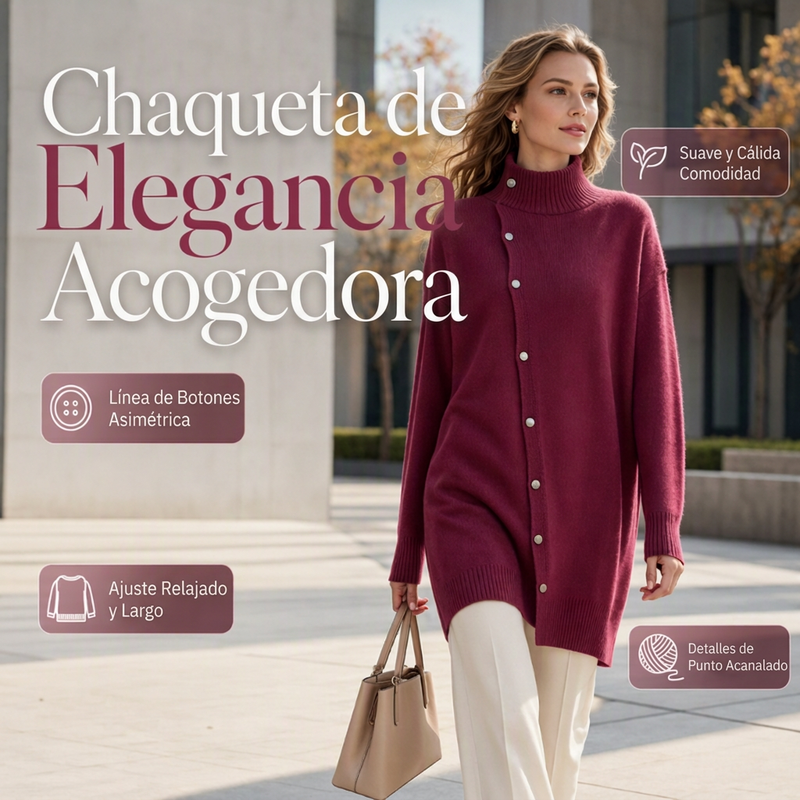 🧥✨ Cárdigan Elegante para Mujer – Cuello Alto, Corte Oversize Cómodo y Calidez Sofisticada para Otoño e Invierno