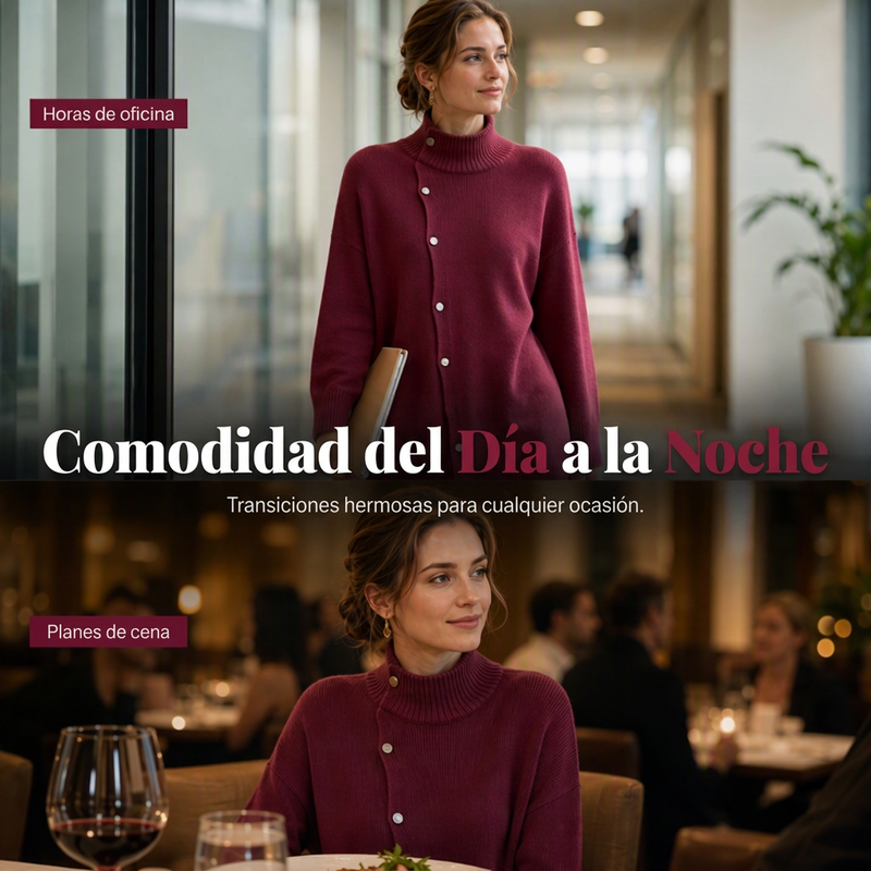 🧥✨ Cárdigan Elegante para Mujer – Cuello Alto, Corte Oversize Cómodo y Calidez Sofisticada para Otoño e Invierno