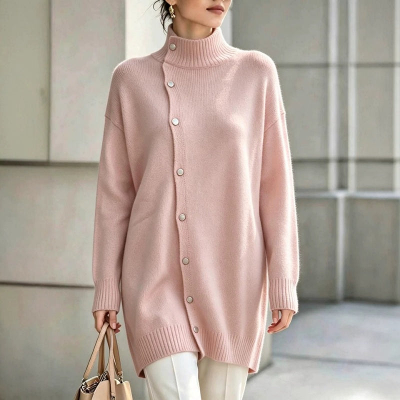 🧥✨ Cárdigan Elegante para Mujer – Cuello Alto, Corte Oversize Cómodo y Calidez Sofisticada para Otoño e Invierno