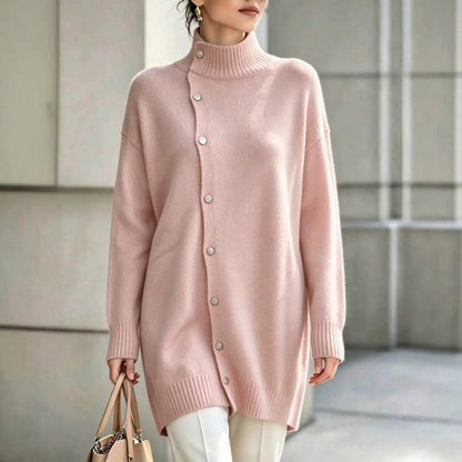 🧥✨ Cárdigan Elegante para Mujer – Cuello Alto, Corte Oversize Cómodo y Calidez Sofisticada para Otoño e Invierno