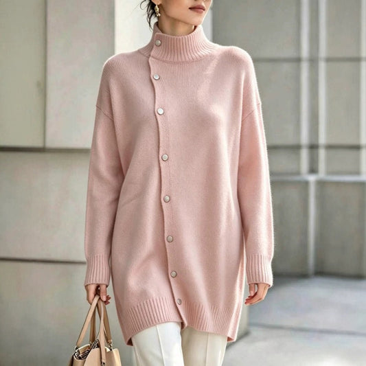 🧥✨ Cárdigan Elegante para Mujer – Cuello Alto, Corte Oversize Cómodo y Calidez Sofisticada para Otoño e Invierno