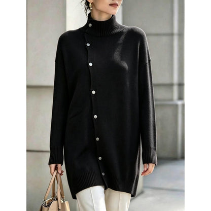 🧥✨ Cárdigan Elegante para Mujer – Cuello Alto, Corte Oversize Cómodo y Calidez Sofisticada para Otoño e Invierno