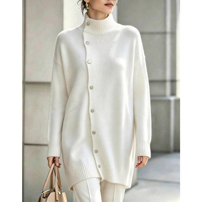 🧥✨ Cárdigan Elegante para Mujer – Cuello Alto, Corte Oversize Cómodo y Calidez Sofisticada para Otoño e Invierno