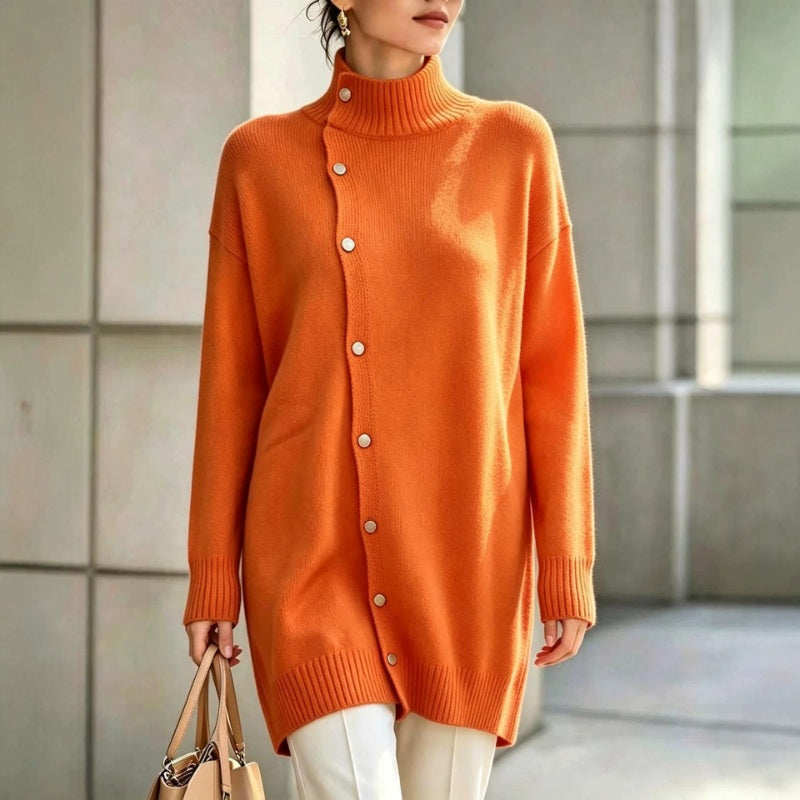 🧥✨ Cárdigan Elegante para Mujer – Cuello Alto, Corte Oversize Cómodo y Calidez Sofisticada para Otoño e Invierno