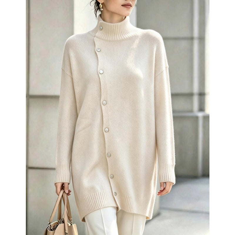 🧥✨ Cárdigan Elegante para Mujer – Cuello Alto, Corte Oversize Cómodo y Calidez Sofisticada para Otoño e Invierno
