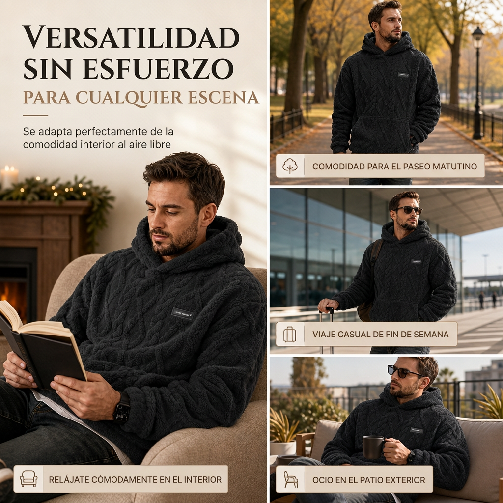 🧥🔥Novedades - Sudadera con capucha de polar para hombre – Cómoda sudadera de invierno