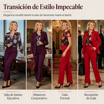✨ Conjunto Elegante de Traje de 3 Piezas para Mujer – Estampado Floral, Corte Sofisticado y Estilo Profesional