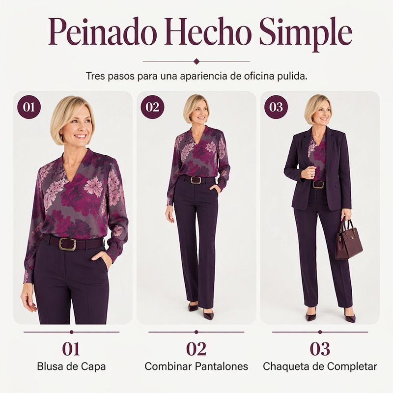✨ Conjunto Elegante de Traje de 3 Piezas para Mujer – Estampado Floral, Corte Sofisticado y Estilo Profesional