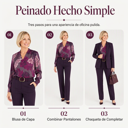 ✨ Conjunto Elegante de Traje de 3 Piezas para Mujer – Estampado Floral, Corte Sofisticado y Estilo Profesional