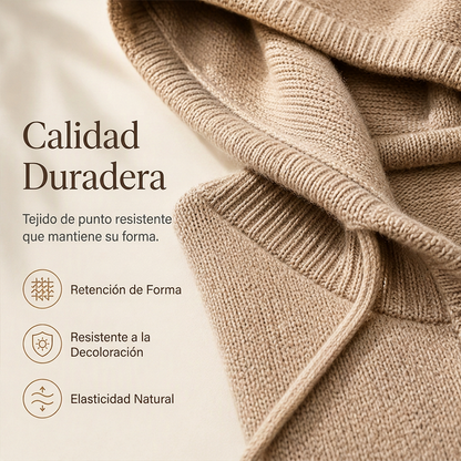 🧥✨ Sudadera con Capucha de Punto Vintage para Mujer – Diseño Desgastado, Tejido Suave y Estilo Casual Sofisticado