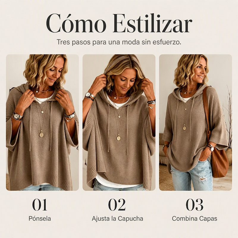 🧥✨ Sudadera con Capucha de Punto Vintage para Mujer – Diseño Desgastado, Tejido Suave y Estilo Casual Sofisticado
