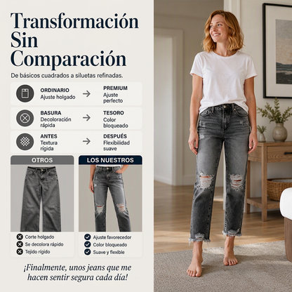 👖✨ Vaqueros Rotos Desgastados Retro para Mujer – Estilo Vintage, Ajuste Cómodo y Look Casual con Mucha Personalidad