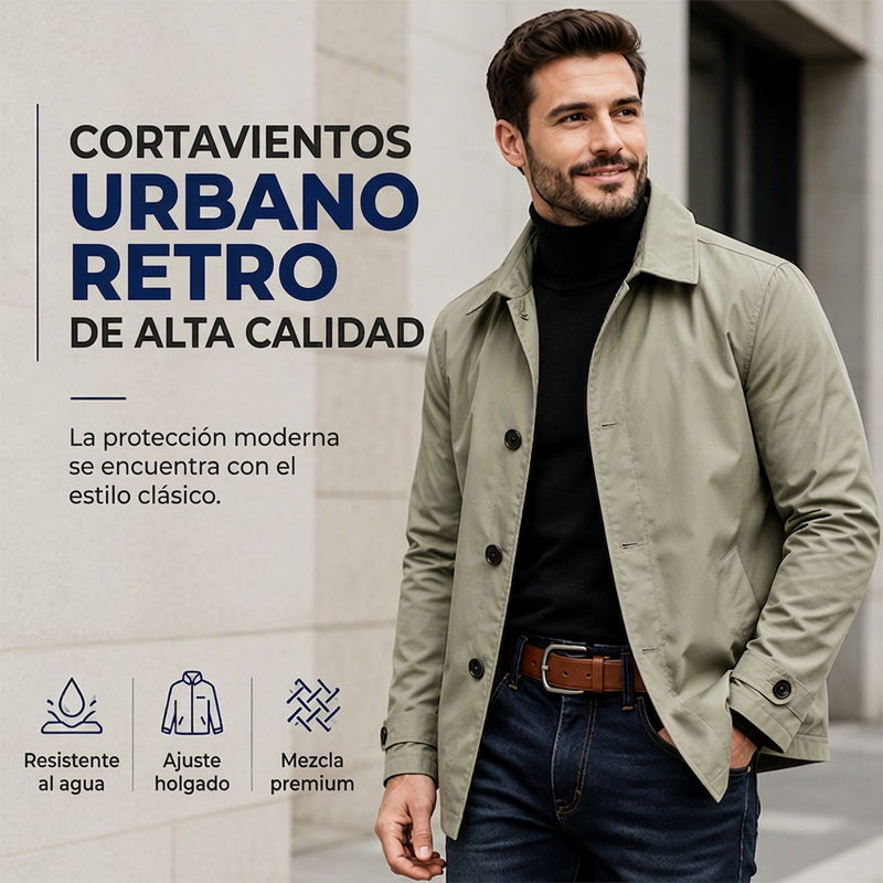 Gabardina impermeable de media longitud para hombre