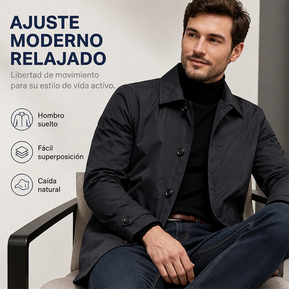 Gabardina impermeable de media longitud para hombre