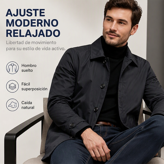 Gabardina impermeable de media longitud para hombre