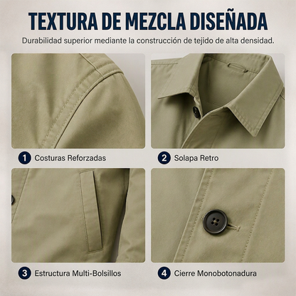 Gabardina impermeable de media longitud para hombre