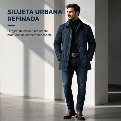 Gabardina impermeable de media longitud para hombre