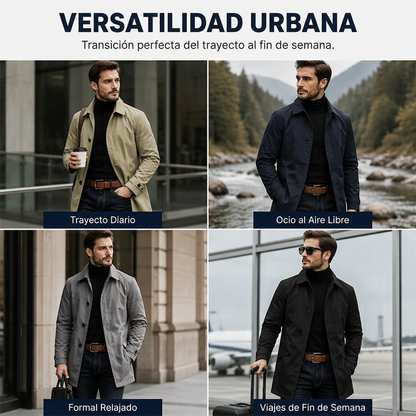 Gabardina impermeable de media longitud para hombre