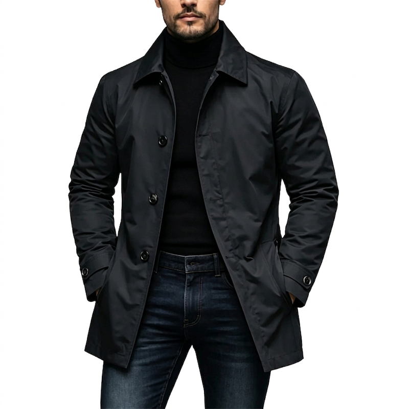 Gabardina impermeable de media longitud para hombre