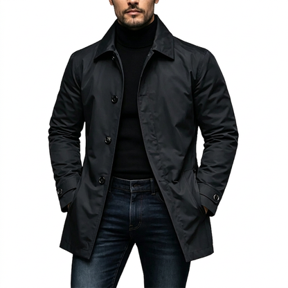Gabardina impermeable de media longitud para hombre