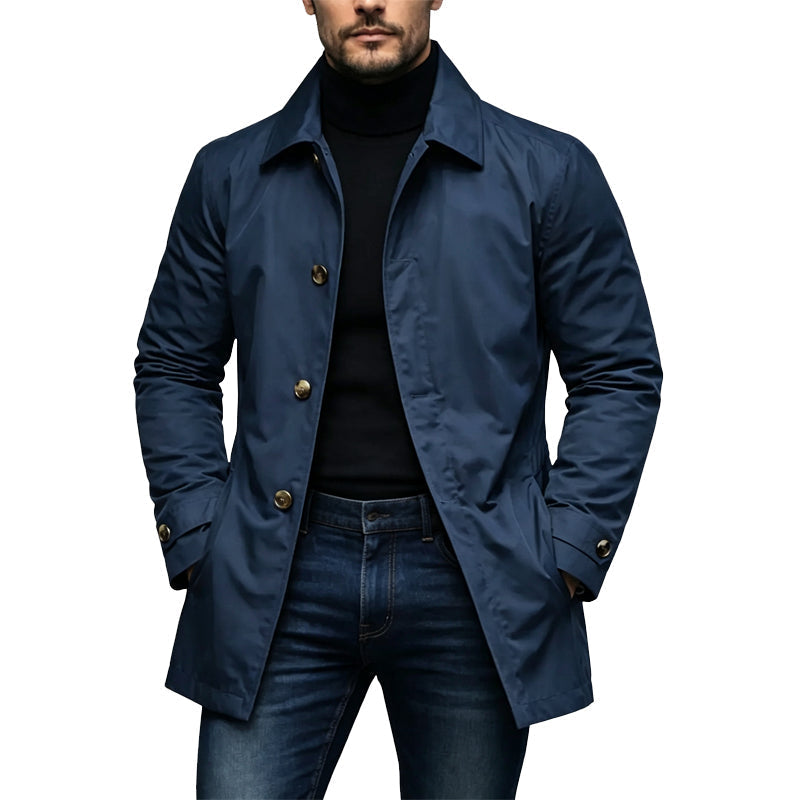 Gabardina impermeable de media longitud para hombre