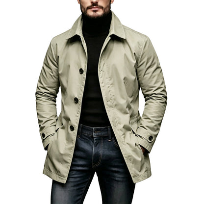 Gabardina impermeable de media longitud para hombre