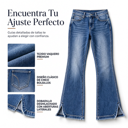 Vaqueros de mezclilla acampanados retro de cintura alta para mujer