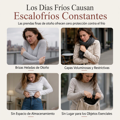 Top de manga larga con cuello redondo cálido para mujer