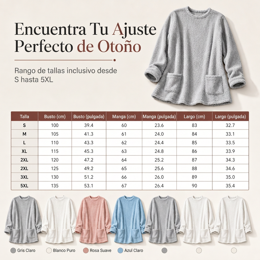 Top de manga larga con cuello redondo cálido para mujer