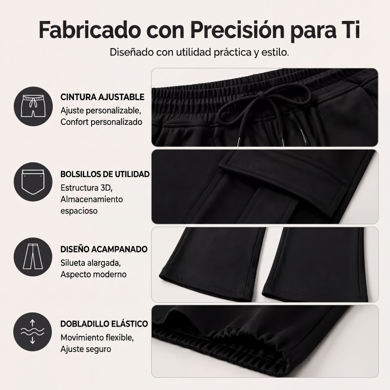 ⏰🔥 ¡50% OFF POR TIEMPO LIMITADO! 👖 Pantalones Cargo Acampanados de Talle Alto para Mujer – Ajuste Favorecedor, Bolsillos Funcionales y Estilo Moderno