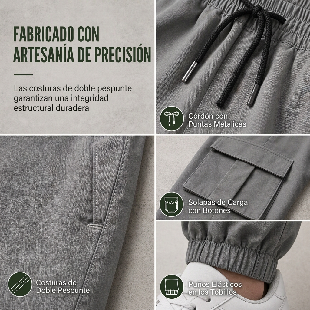 👖 Pantalones Cargo Jogger para Hombre – Corte Cónico, Múltiples Bolsillos y Comodidad Todo el Día