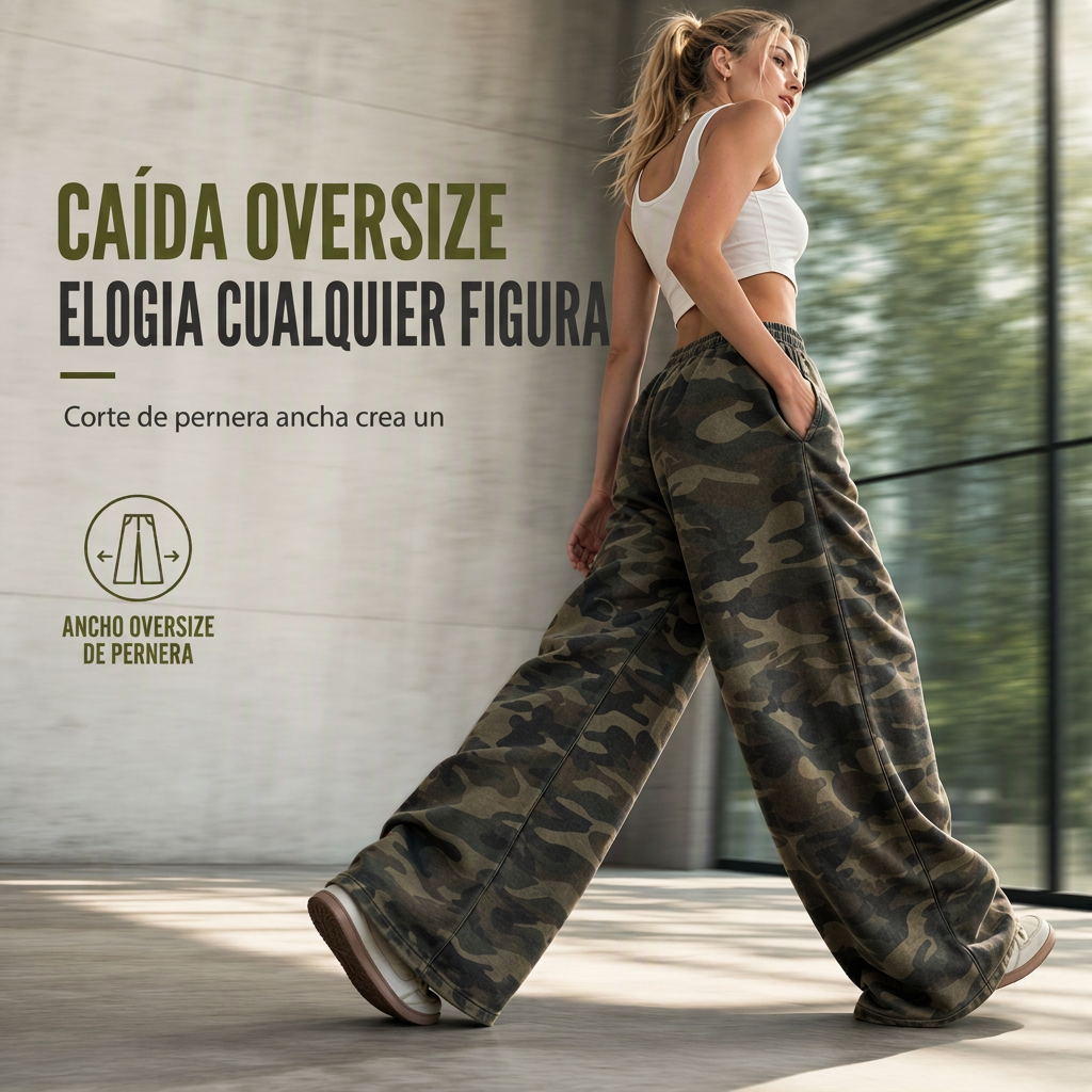 Pantalones de chándal anchos de corte vintage lavados para mujer