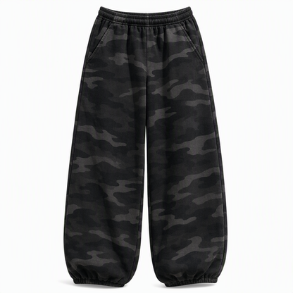 Pantalones de chándal anchos de corte vintage lavados para mujer
