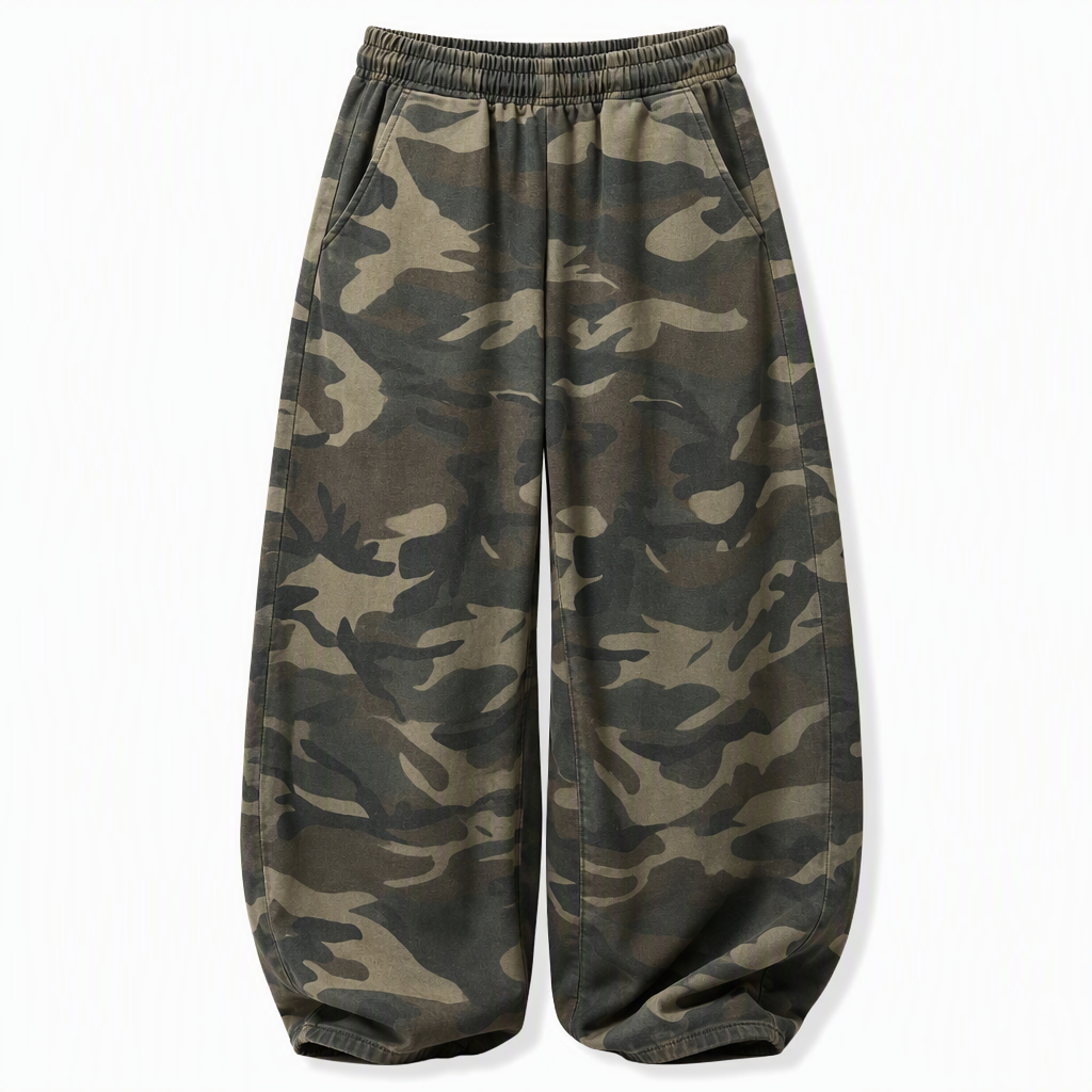 Pantalones de chándal anchos de corte vintage lavados para mujer