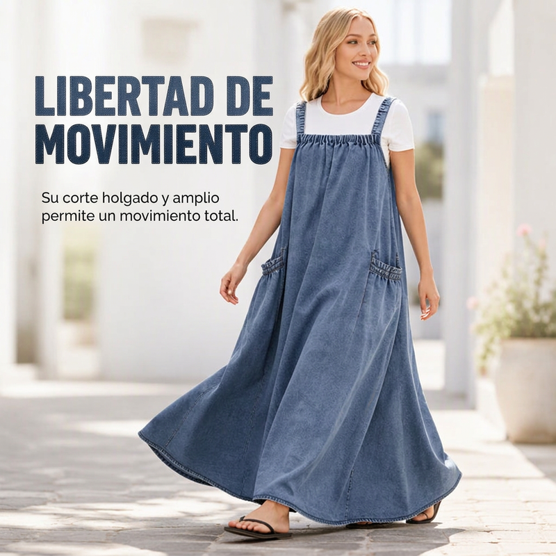 ⏰🔥 ¡50% OFF POR TIEMPO LIMITADO! 👗 Vestido Maxi Denim Oversize para Mujer – Comodidad Relajada, Estilo Moderno y Ajuste Favorecedor Diario ✨