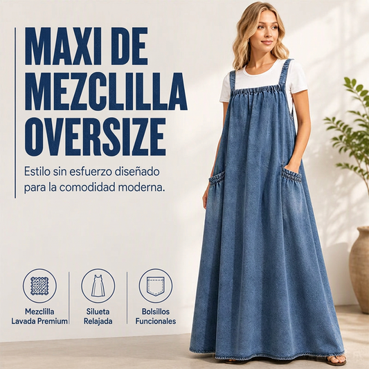 ⏰🔥 ¡50% OFF POR TIEMPO LIMITADO! 👗 Vestido Maxi Denim Oversize para Mujer – Comodidad Relajada, Estilo Moderno y Ajuste Favorecedor Diario ✨